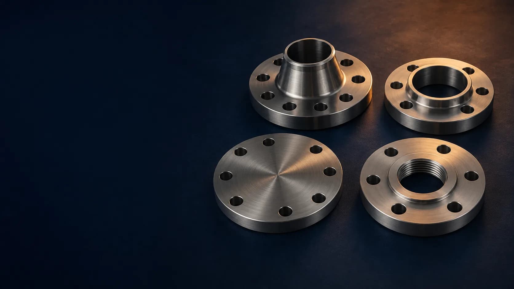 Weld-neck, slip-on, blind and threaded steel flanges