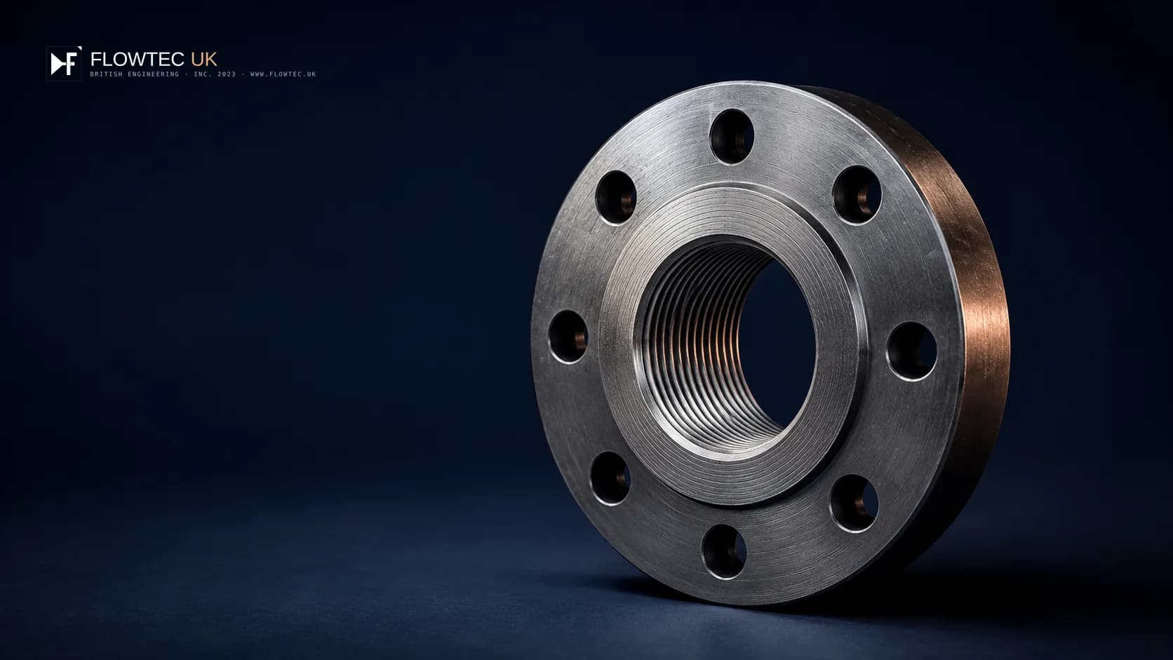 Threaded steel flange with internal threaded bore — representative product visual